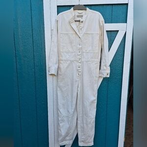 Everlane Organic Cotton Utility Jumpsuit Cream Size M